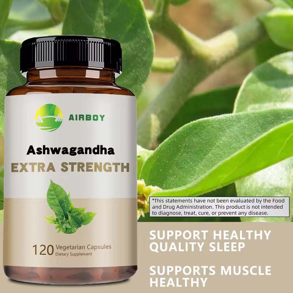 Ashwagandha Supplement - Improve Sleep Health, Relieve Stress, Focus, Boost Brain, Replenish Energy - 120 Capsules